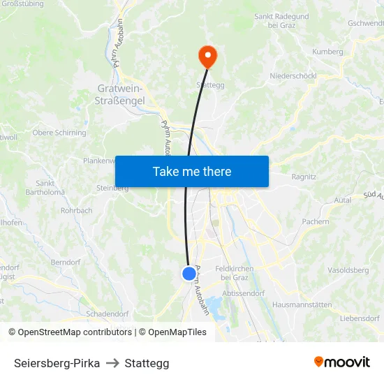Seiersberg-Pirka to Stattegg map