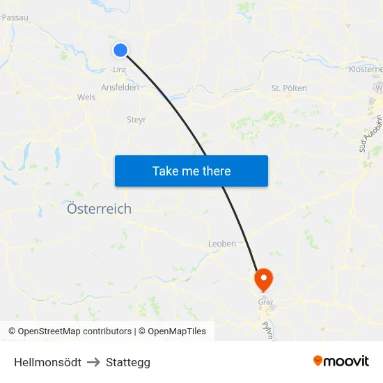 Hellmonsödt to Stattegg map