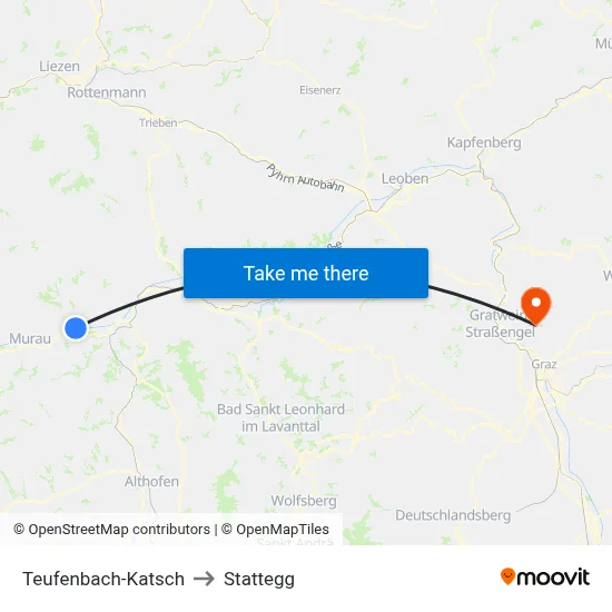 Teufenbach-Katsch to Stattegg map