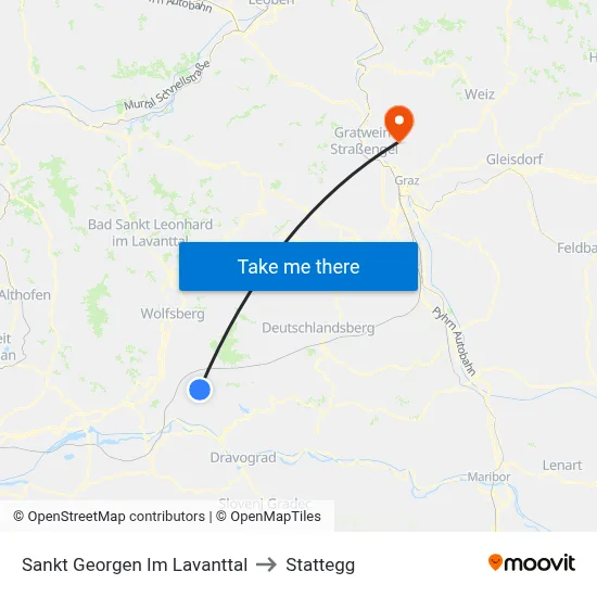 Sankt Georgen Im Lavanttal to Stattegg map