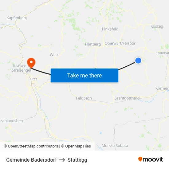 Gemeinde Badersdorf to Stattegg map