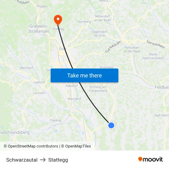 Schwarzautal to Stattegg map