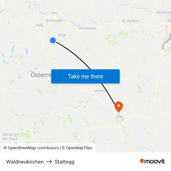 Waldneukirchen to Stattegg map