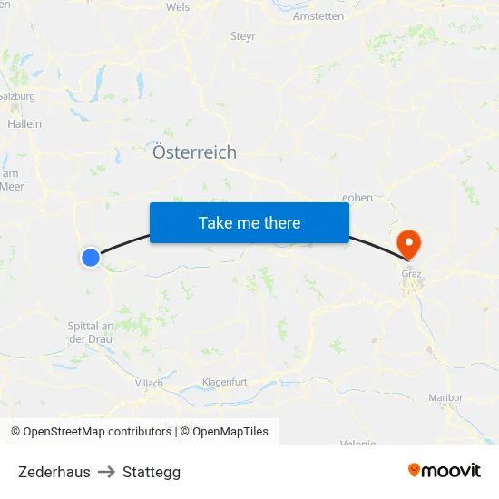 Zederhaus to Stattegg map