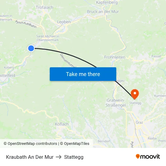 Kraubath An Der Mur to Stattegg map
