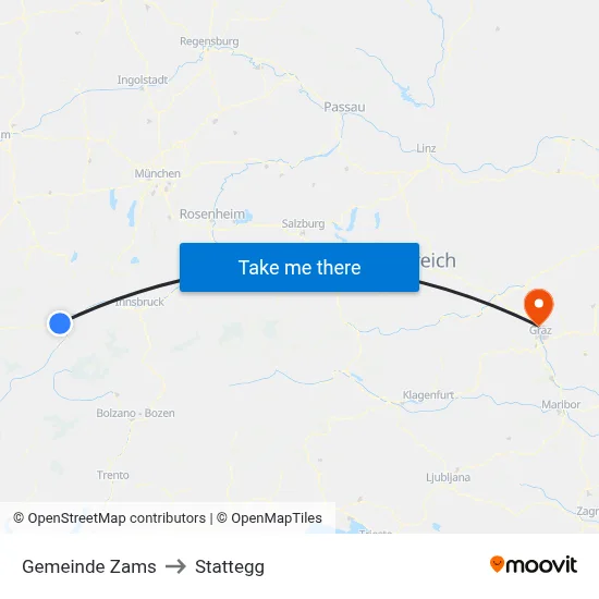 Gemeinde Zams to Stattegg map