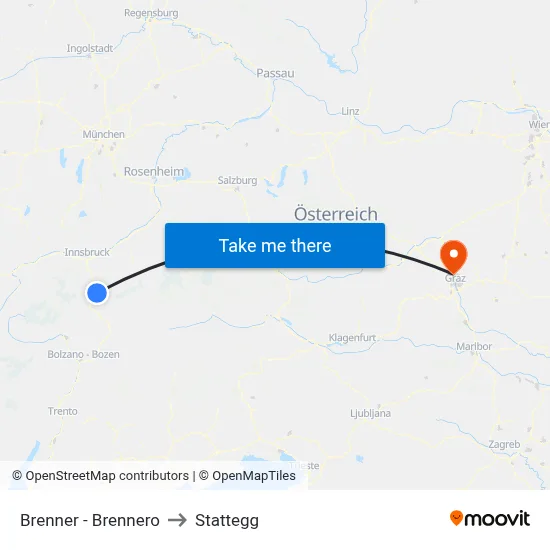 Brenner - Brennero to Stattegg map