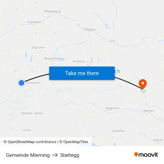 Gemeinde Mieming to Stattegg map