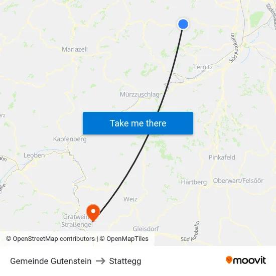Gemeinde Gutenstein to Stattegg map
