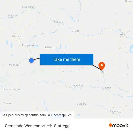 Gemeinde Westendorf to Stattegg map