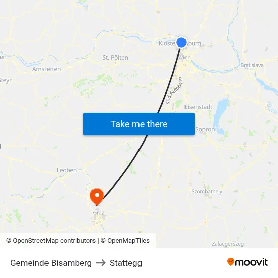 Gemeinde Bisamberg to Stattegg map