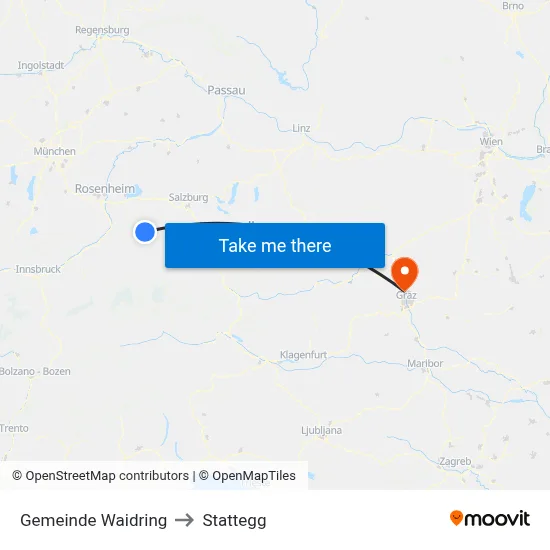 Gemeinde Waidring to Stattegg map