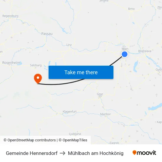 Gemeinde Hennersdorf to Mühlbach am Hochkönig map