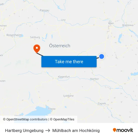 Hartberg Umgebung to Mühlbach am Hochkönig map