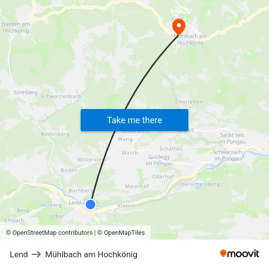 Lend to Mühlbach am Hochkönig map