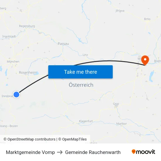 Marktgemeinde Vomp to Gemeinde Rauchenwarth map