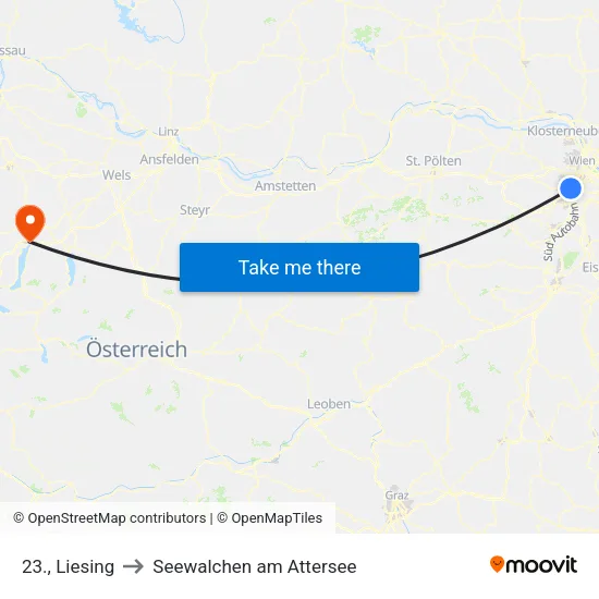 23., Liesing to Seewalchen am Attersee map