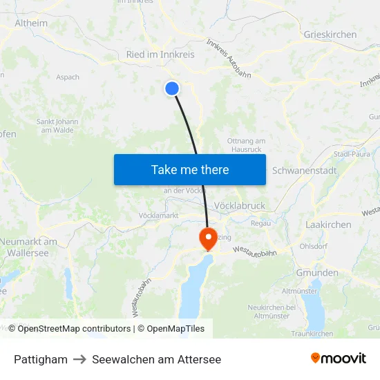 Pattigham to Seewalchen am Attersee map