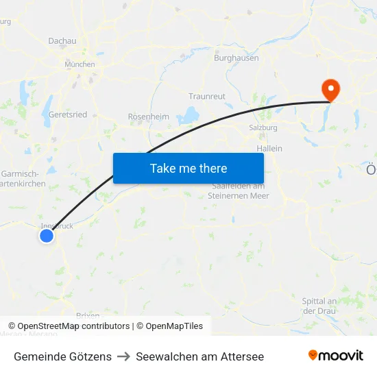 Gemeinde Götzens to Seewalchen am Attersee map