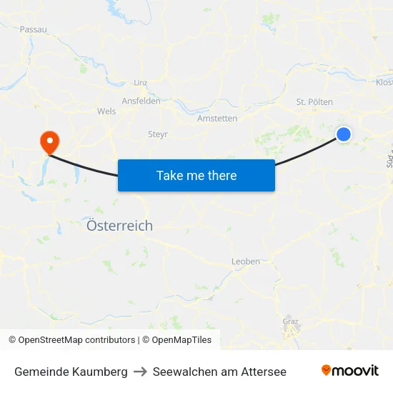 Gemeinde Kaumberg to Seewalchen am Attersee map