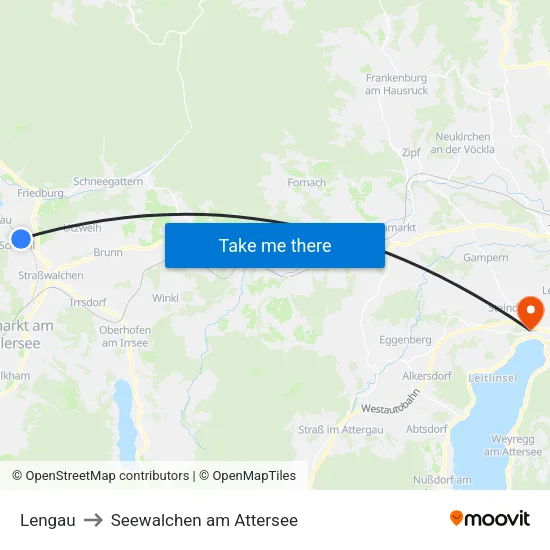 Lengau to Seewalchen am Attersee map