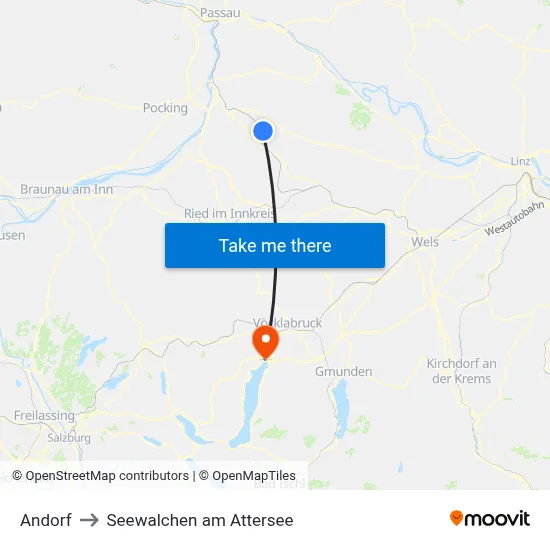 Andorf to Seewalchen am Attersee map