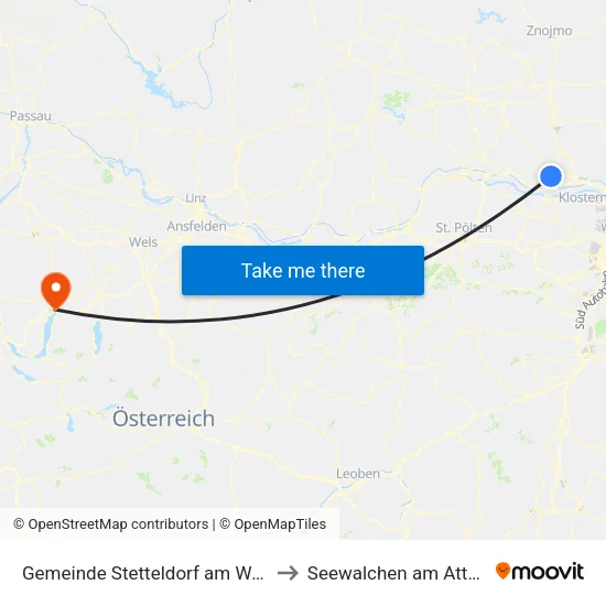 Gemeinde Stetteldorf am Wagram to Seewalchen am Attersee map