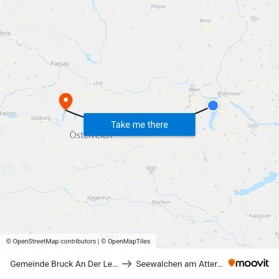 Gemeinde Bruck An Der Leitha to Seewalchen am Attersee map