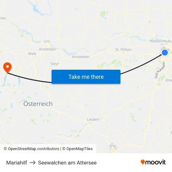 Mariahilf to Seewalchen am Attersee map