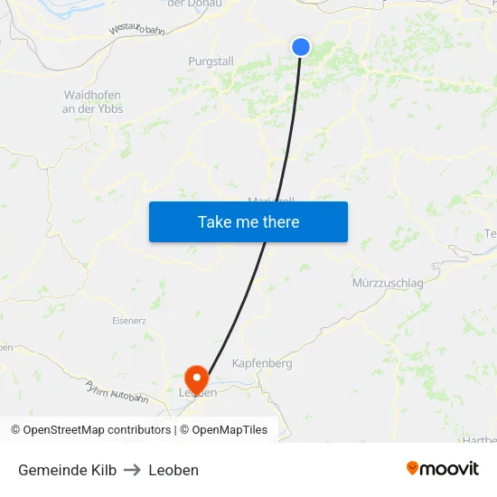 Gemeinde Kilb to Leoben map