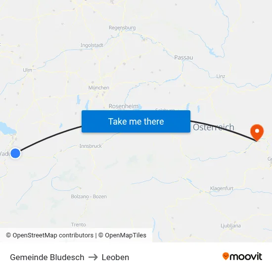 Gemeinde Bludesch to Leoben map