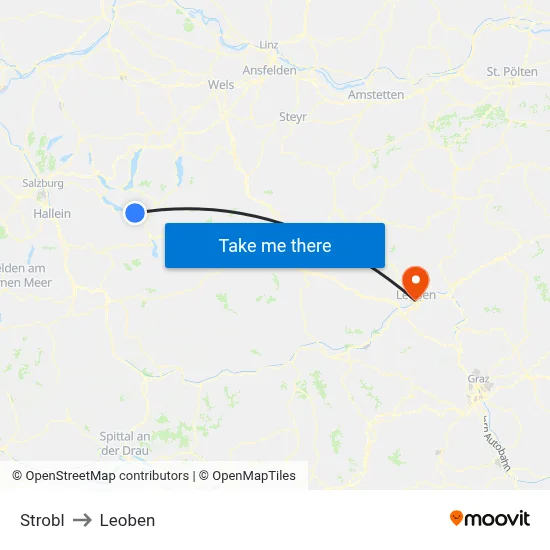 Strobl to Leoben map