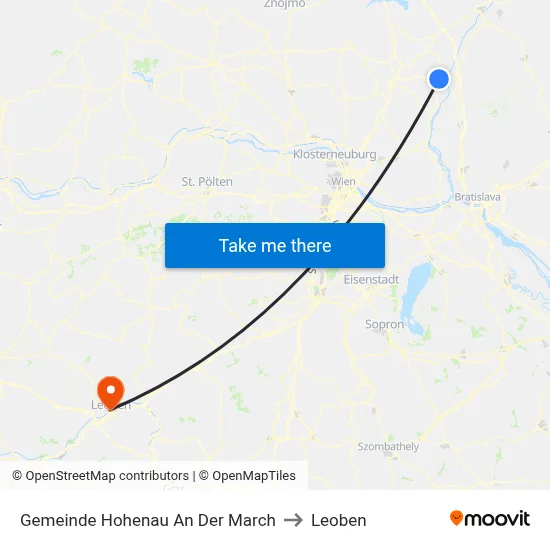 Gemeinde Hohenau An Der March to Leoben map