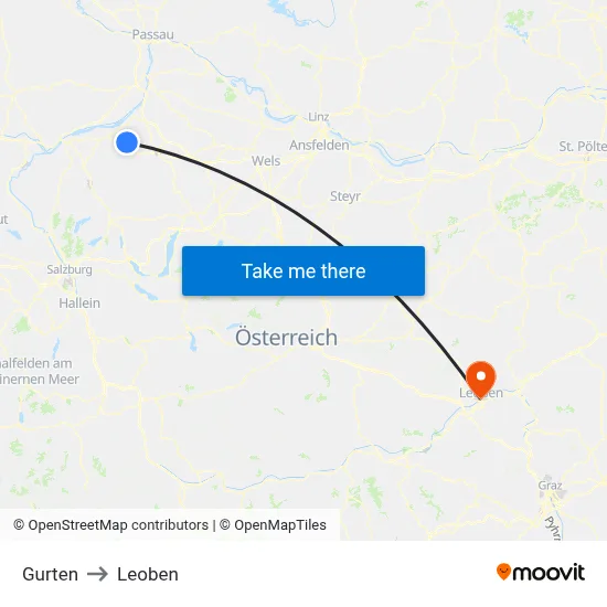 Gurten to Leoben map