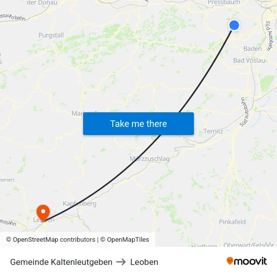 Gemeinde Kaltenleutgeben to Leoben map