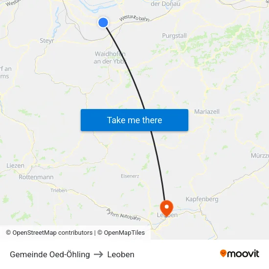 Gemeinde Oed-Öhling to Leoben map
