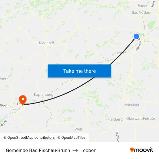 Gemeinde Bad Fischau-Brunn to Leoben map