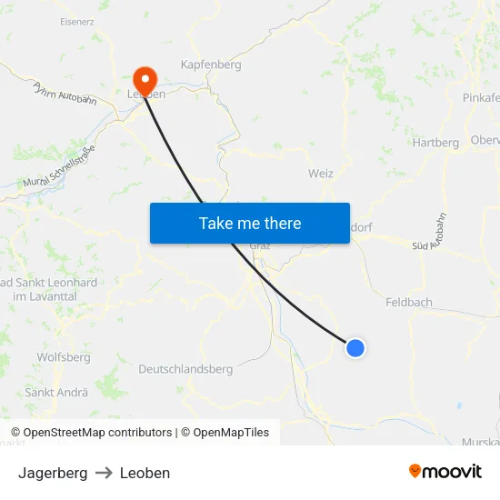 Jagerberg to Leoben map