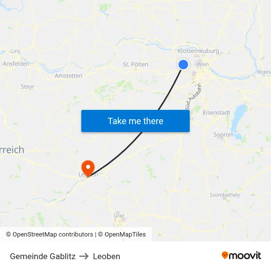 Gemeinde Gablitz to Leoben map