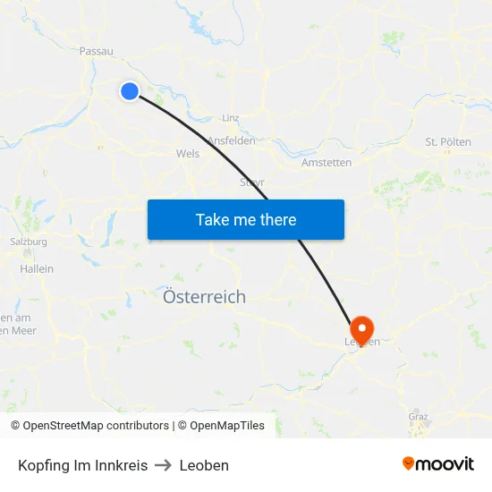 Kopfing Im Innkreis to Leoben map