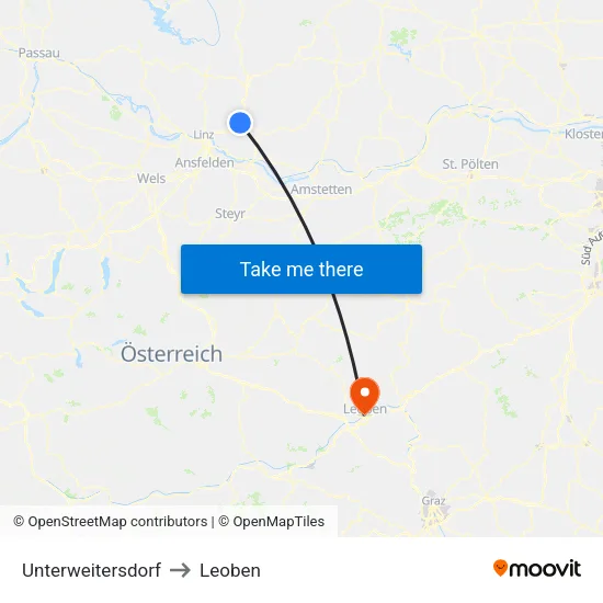 Unterweitersdorf to Leoben map