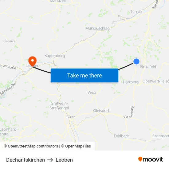 Dechantskirchen to Leoben map