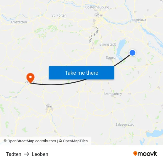 Tadten to Leoben map