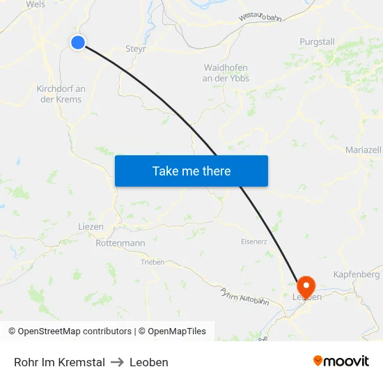 Rohr Im Kremstal to Leoben map