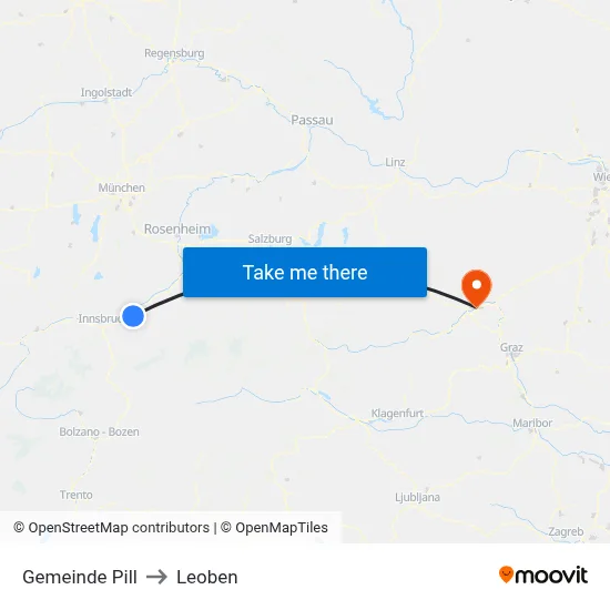 Gemeinde Pill to Leoben map