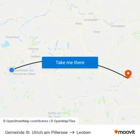Gemeinde St. Ulrich am Pillersee to Leoben map
