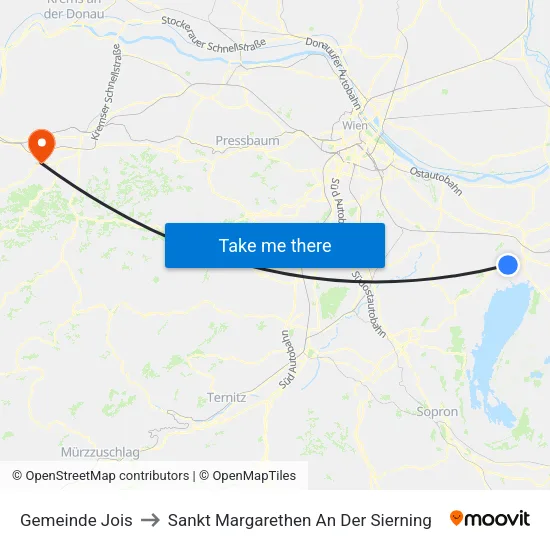 Gemeinde Jois to Sankt Margarethen An Der Sierning map