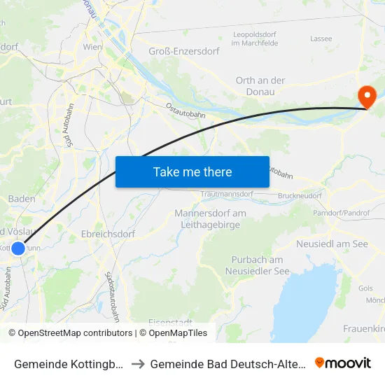 Gemeinde Kottingbrunn to Gemeinde Bad Deutsch-Altenburg map