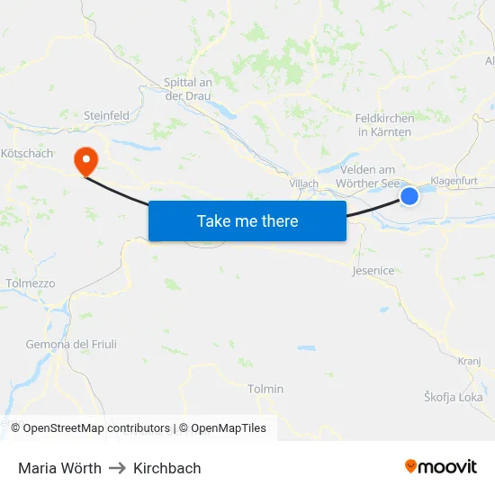 Maria Wörth to Kirchbach map