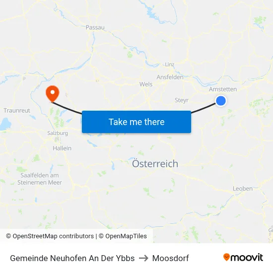 Gemeinde Neuhofen An Der Ybbs to Moosdorf map